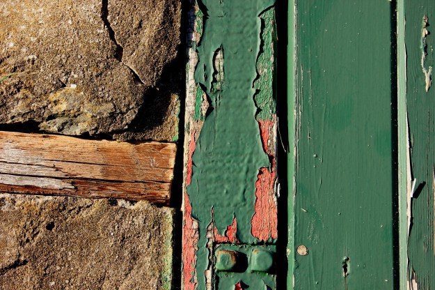 Peeling paint ice cream shop shed
